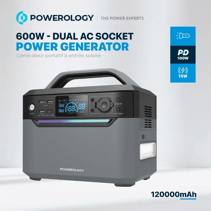 Powerology 120000mAh Portable Power Generator Black
